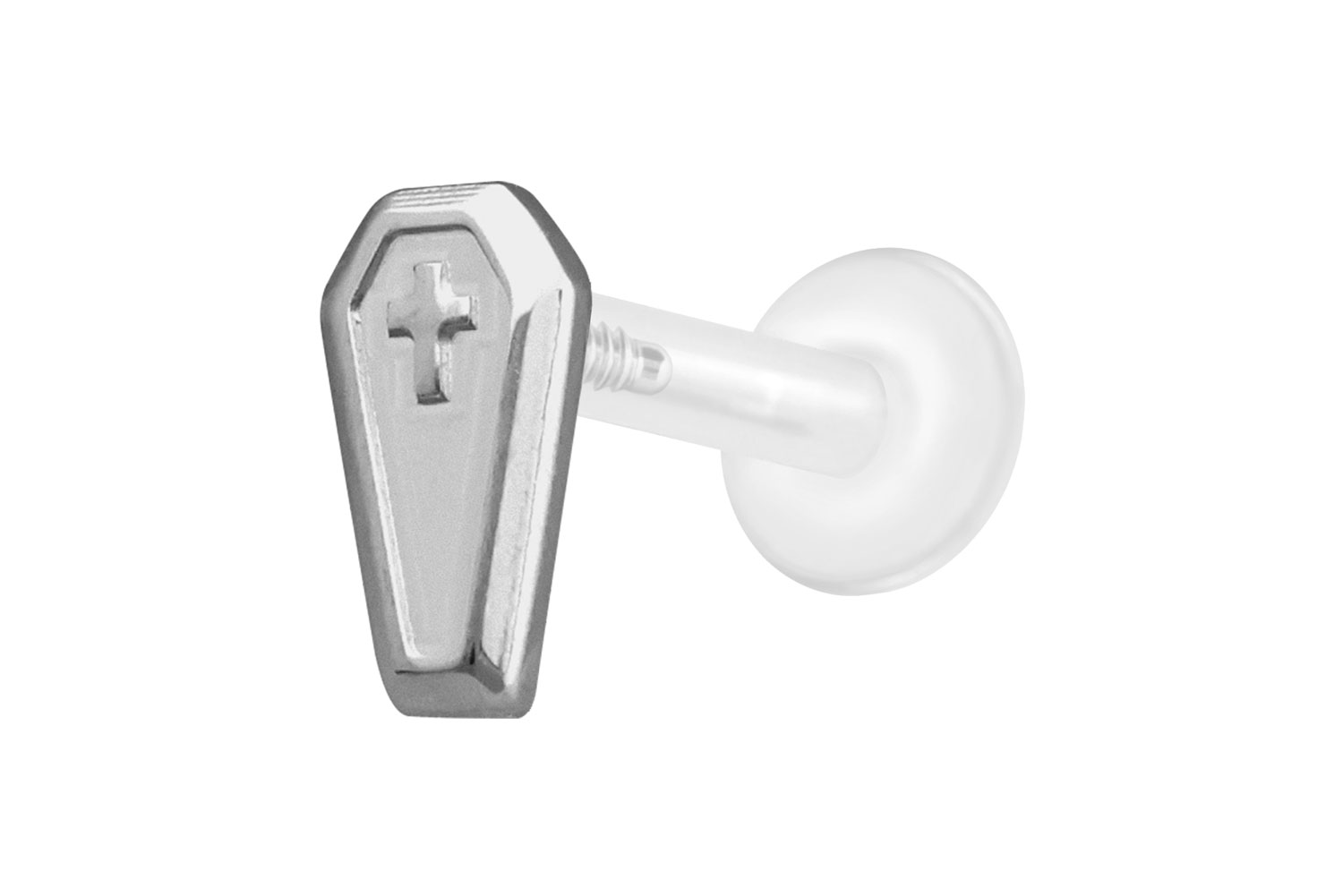 PTFE Labret Piercing mit Innengewinde + Titan-Aufsatz SARG